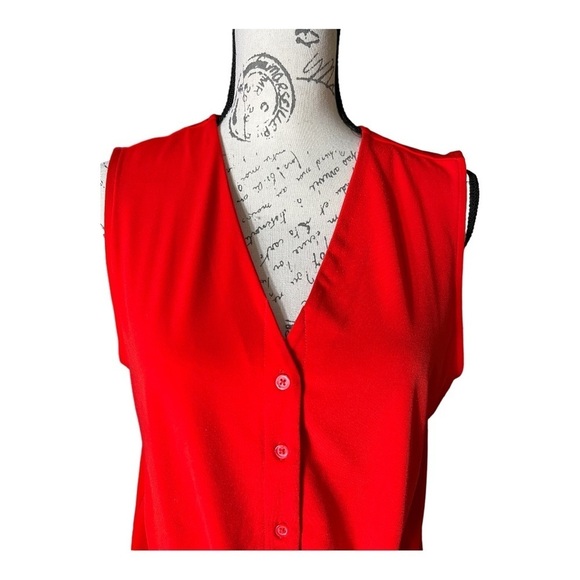 Ann Taylor button down/tie bottom sleeveless blouse size M - Picture 2 of 6